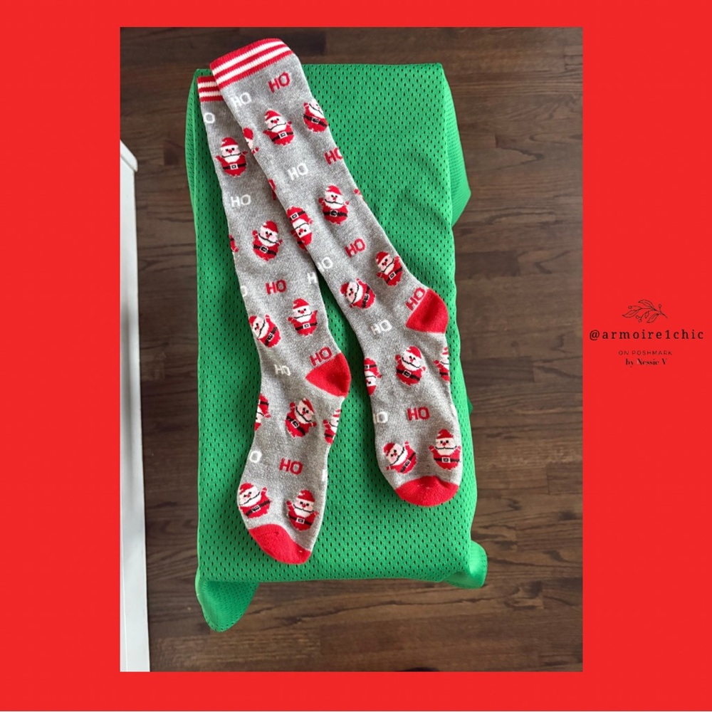 SANTA SOCKS | Gray White and Red Colors | Big Kids Size 5-11